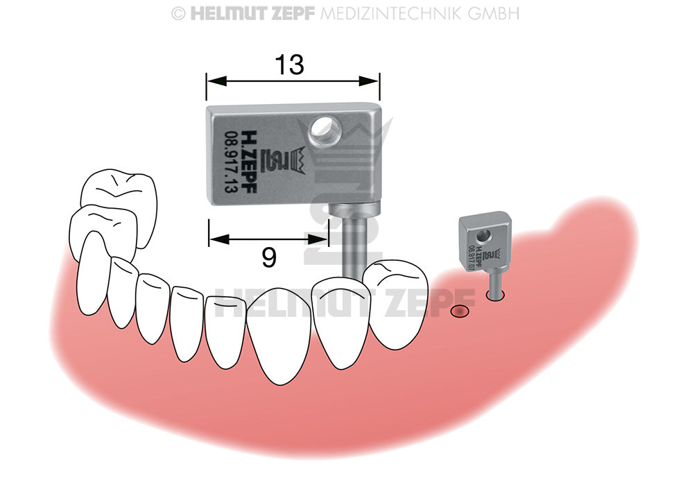 FLAGGENHALTER ZUR EINFACHEN ÜBERPRÜFUNG DER PARALLELITÄT VON IMPLANTATBOHRUNGEN BREITE 13MM 1. BOHRLOCH ZUM ZWEITEN