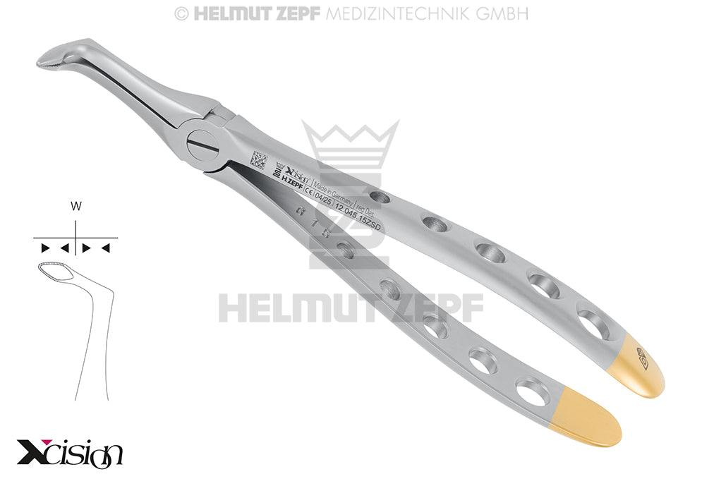 WURZELZANGE FÜR UNTERKIEFER, FIG. 45-SB >>MIT MAULRANDZAHNUNG<< XCISION-LINE®  <<DIAMANTIERT>>