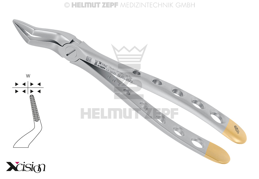 ZAHNZANGE, ENGL.FORM, FIG. 51-A, WURZELZANGE FÜR OBERKIEFER XCISION-LINE®    <<DIAMANTIERT>>