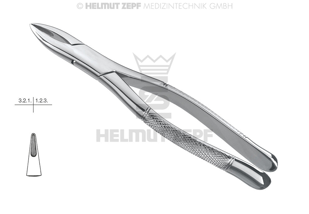 HENAHAN, ZAHNZANGE, AMER.FORM, FIG. 1-A, OBERE SCHNEIDEZÄHNE & WURZELN