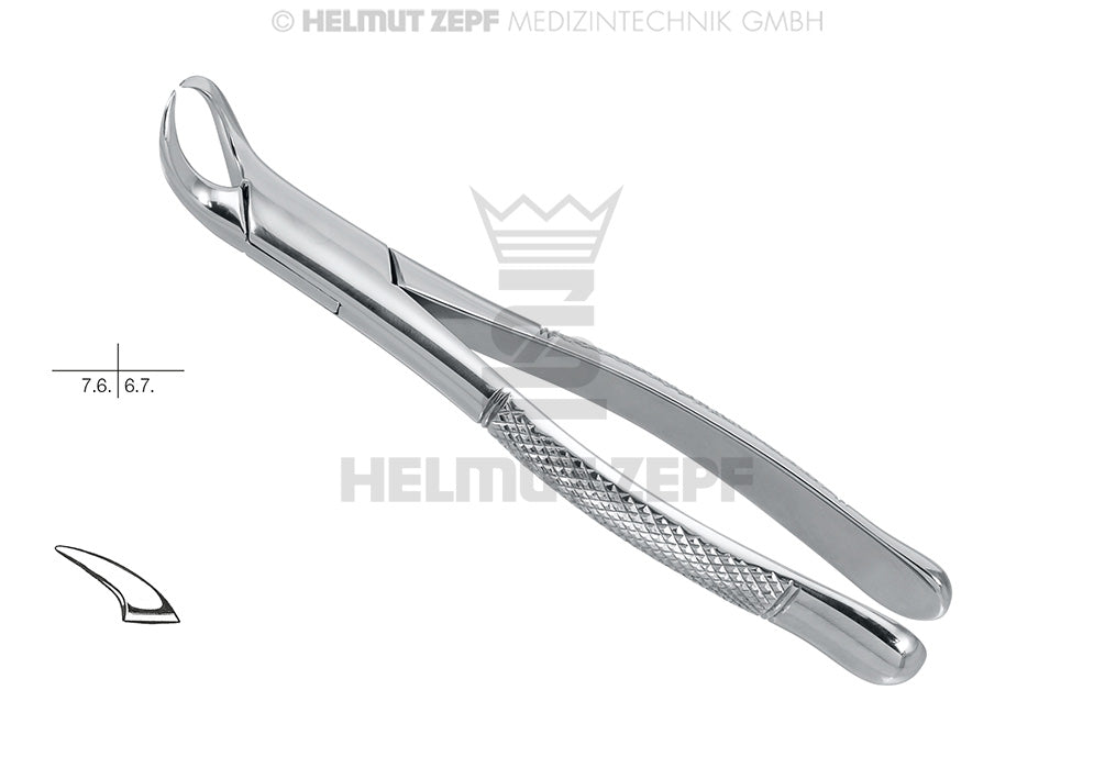 ZAHNZANGE, AMER. FORM, FIG. 23CR, MODIFIZIERTE SPITZEN, GEM. KUNDENMUSTER, FÜR UNTERERE MOLAREN