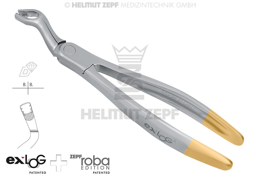 EXLOG® ZAHNZANGE FIG. 67A OBERE WEISHEITSZÄHNE, SPEC.-MAUL, TIEFGREIFEND, >> DIAMANTIERT