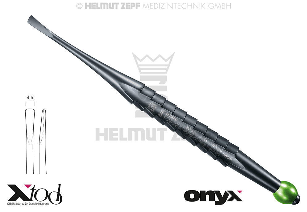 X - LUXA - TOOL - 2 GERADE, ARBEITSENDE 4,5 MM MIT GRÜNER KUGEL, ONYX BESCHICHTET