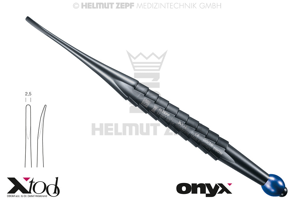 X - LUXA - TOOL - 3 GEBOGEN , ARBEITSENDE 2,5 MM MIT BLAUER KUGEL, ONYX BESCHICHTET
