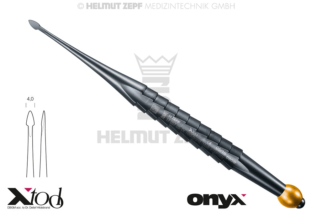 X - DESMO - TOOL GERADE, ARBEITSENDE 4,0MM MIT GOLDFARBIGER KUGEL, ONYX BESCHICHTET