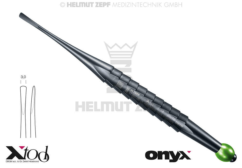 X - LUXA - TOOL - 6 GERADE, ARBEITSENDE 3,0 MM MIT GRÜNER KUGEL, ONYX BESCHICHTET