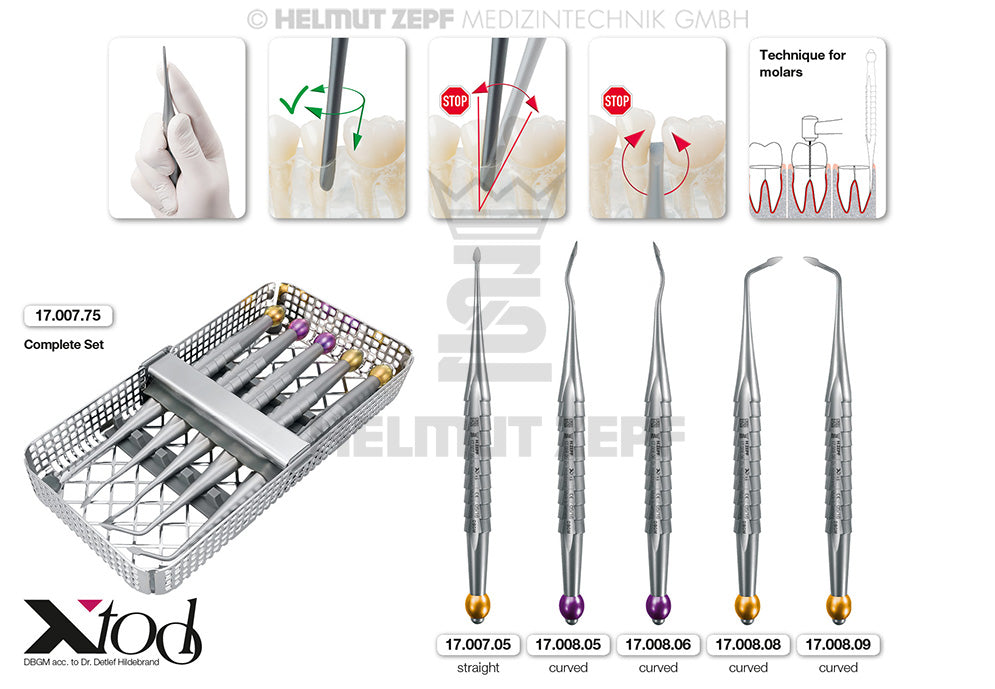 X-TOOL, APPROXIMAL WZH KIT BESTEHEND AUS 5 APPROXIMAL WURZELHEBER, IM WASCHRAHMEN 1/3