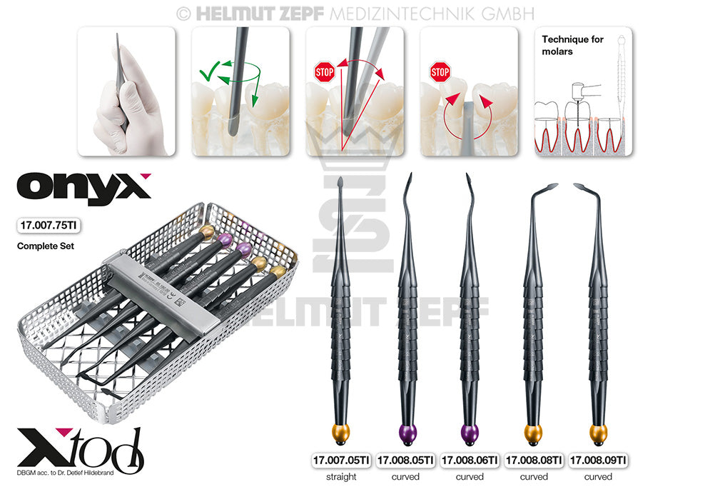 X-TOOL, APPROXIMAL WZH KIT ONYX BESTEHEND AUS 5 APPROXIMAL WURZELHEBER, IM WASCHRAHMEN 1/3