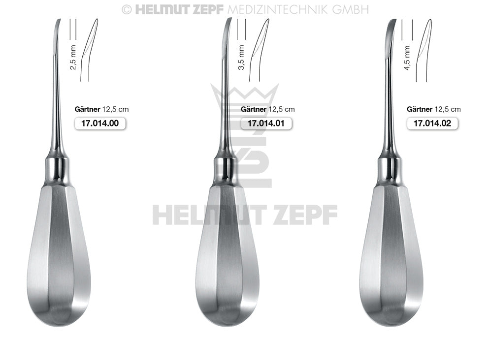 WURZELHEBER NACH GÄRTNER, ¢4,5 X 125, FLACHER ANSTELLWINKEL FÜR DEN SEITENZAHNBEREICH, FIG.2