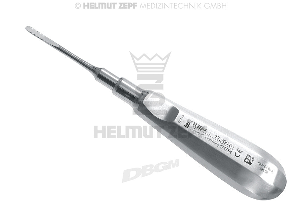 MODIFIZIERTER WURZELHEBER NACH ZA BECK 2,8MM BREIT, DAUMENKEHLENGRIFF