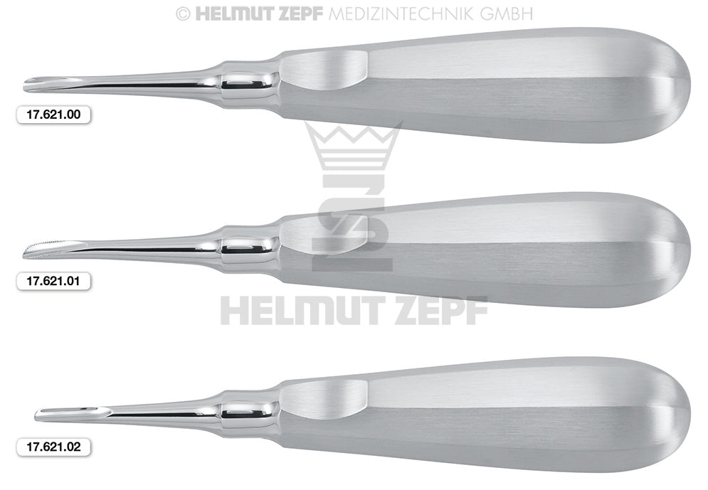 WURZELHEBER, NO 34C,N/MU GRIFF MIT DAUMENKEHLE, (MO201) ARBEITSENDE Ø3,7 MM  MIT MAULRANDZAHNUNG