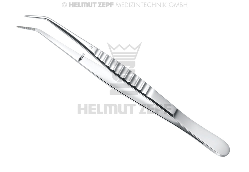 LONDON-COLLEGE, ZAHNPINZETTE, FIG. 3, MODIFIZIERT, FLACH UND OHNE BRANCHE, MIT KURZEM STIFT, GERIEFT, 15 CM