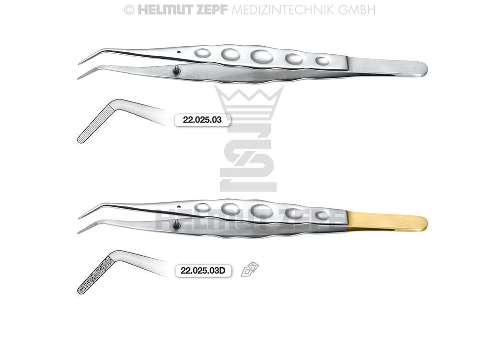 ZAHNPINZETTE MIT STOP-STIFT ERGONOMIC 15cm, gerieft