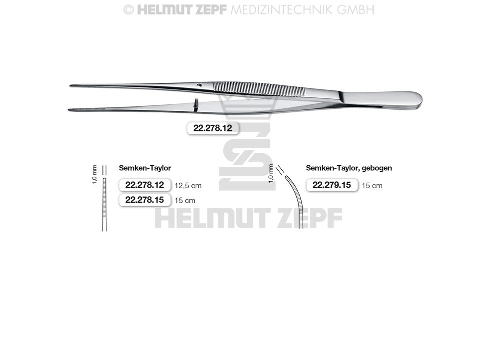 SEMKEN-TAYLOR,ANATOMISCHE PINZETTE GEBOGEN, 15  CM,