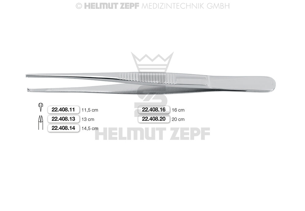 CHIRURGISCHE PINZETTE, 16CM, 1X2 ZÄHNE, SCHMAL,