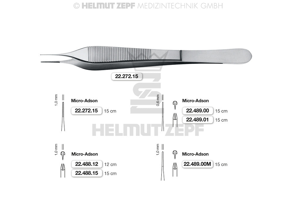Micro-adson, Chirurgische Pinzette,15 Cm 1 X 2 Zähne. 0,6 Mm Feine Feder, 3 Grifflöcher