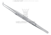 MIKRO-ATRAUMA-PINZETTE NACH COOLEY, 18 CM, 9 MM, ZEPF-LINIE, GEBOGEN MIT FÜHRUNGSSTIFT, FADENPLATTE