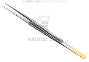 MIKRO-ANATOMISCHE-PINZETTE, GERIEFTES MAUL, GERADE, ROSTFREI, ZEPF-LINE, 18 CM LANGER GRIFF, MIT FÜHRUNGSSTIFT, TC-MAUL