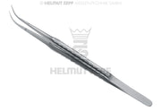 MIKRO-PINZETTE, 18 CM, 9 MM, ZEPF-LINIE LANGER GRIFF, MIT FÜHRUNGSSTIFT, GLATT, GEBOGEN