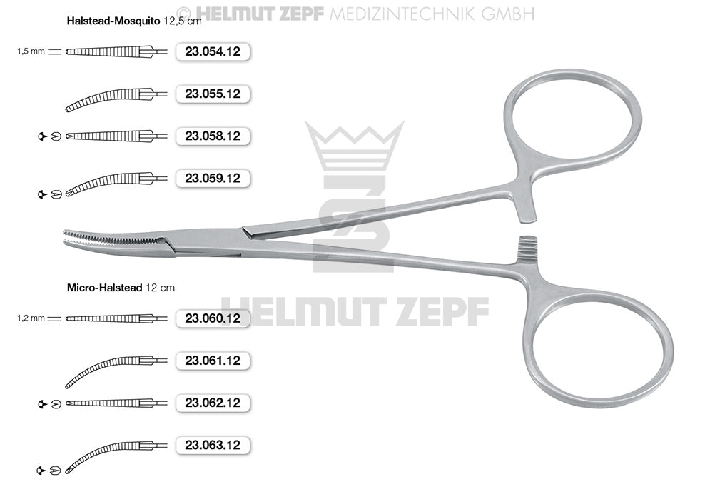 HALSTEAD-MOSQUITO, ARTERIENKLEMMEN GERIEFT, GEBOGEN, 12,5 CM