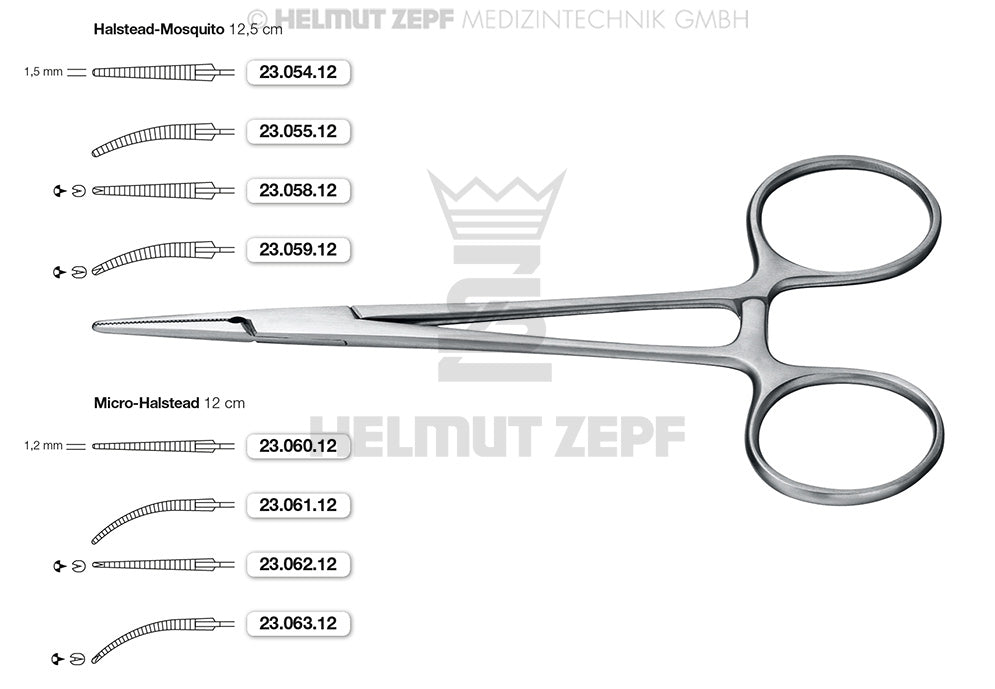 MICRO-HALSTEAD, ARTERIENKLEMMEN, 12 CM GEBOGEN, 1 X 2 ZÄHNE
