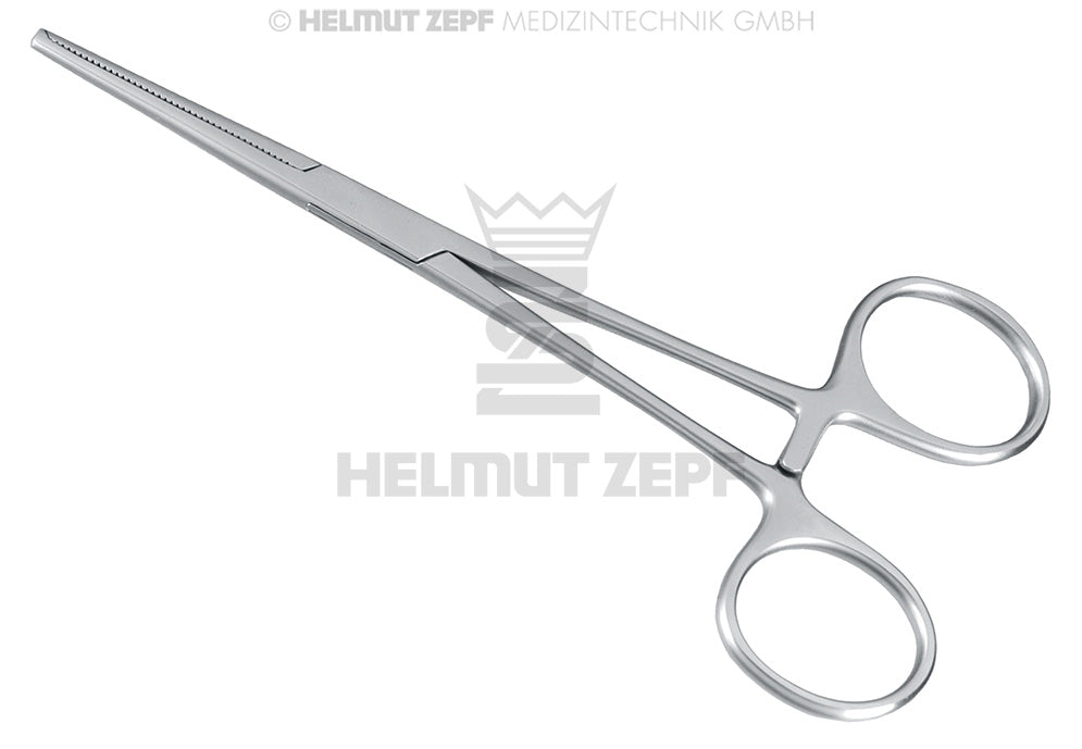 KOCHER, ARTERIENKLEMME,  14 CM, GERADE, 1 X 2 ZÄHNE