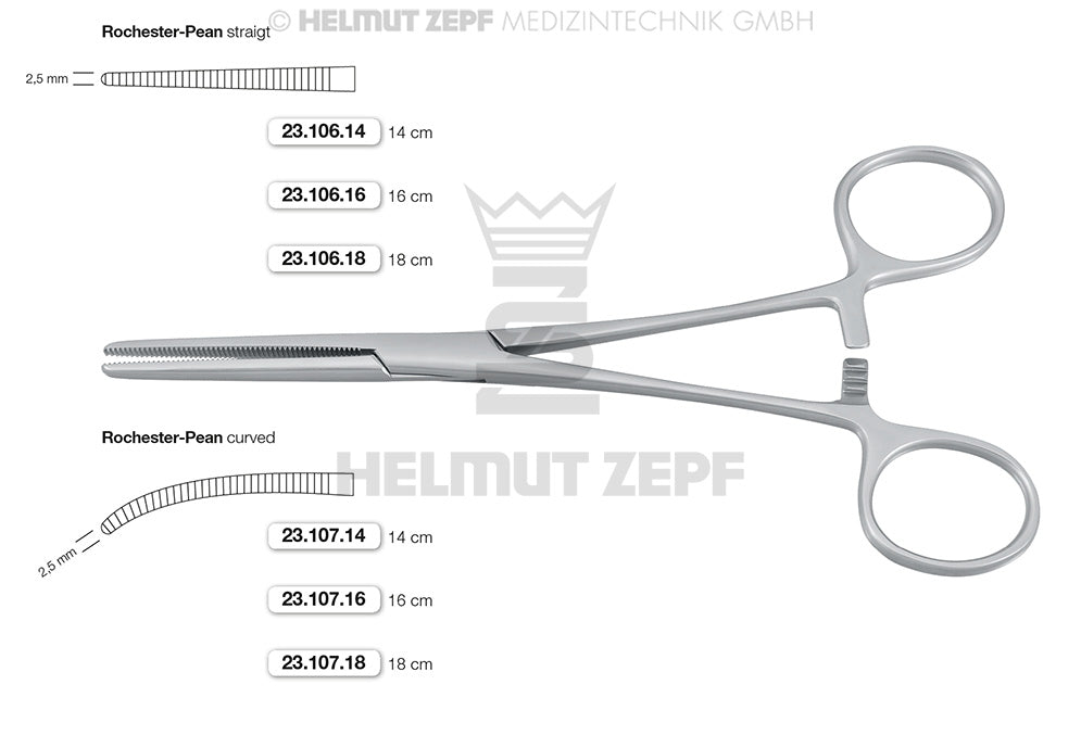 PEAN (ROCHESTER), ARTERIEN- KLEMMEN, 18 CM, GEBOGEN