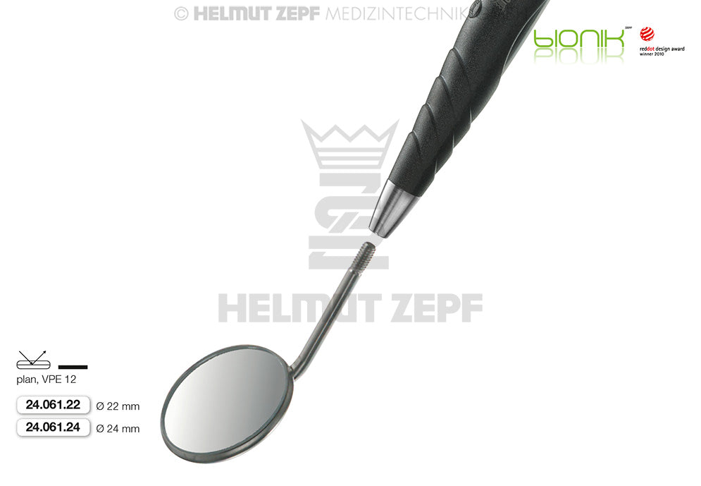 MUNDSPIEGEL, PLAN, 22 MM D, (GRÖSSE 4) EINFACHES GEWINDE, ROSTFREI VERPACKUNGSEINHEIT=12 STÜCK