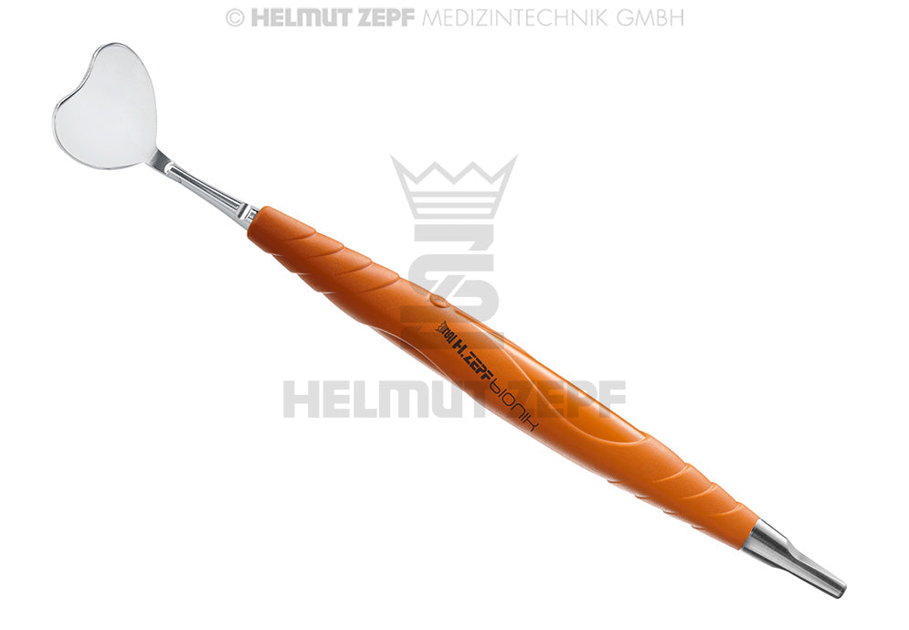 Mundspiegel und Abhalter nach Za Beck Größe 1 24 Mm Sterilisierbar im Bionic - Griff Farbe Signalorange