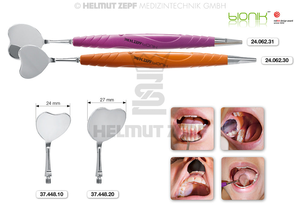 Mundspiegel und Abhalter nach Za Beck Größe 2 27 Mm Sterilisierbar im Bionic - Griff Farbe Signalviolett