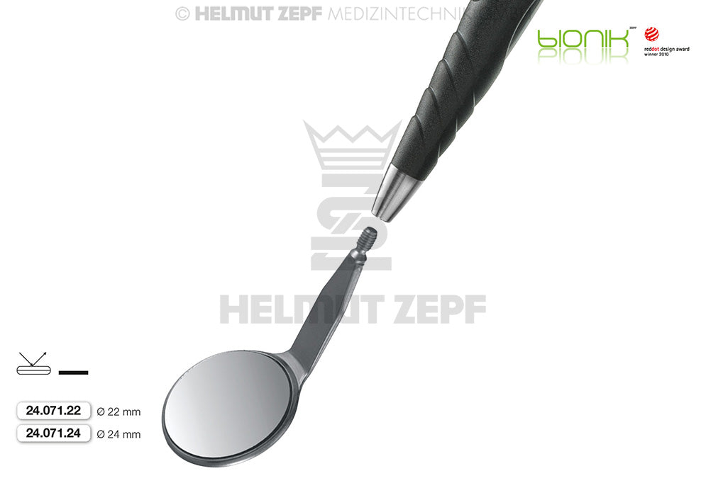 Mega-mundspiegel, Rostfrei, Fig 5 Rhodium Front Surface, Plan Verpackungseinheit = 12 Stück