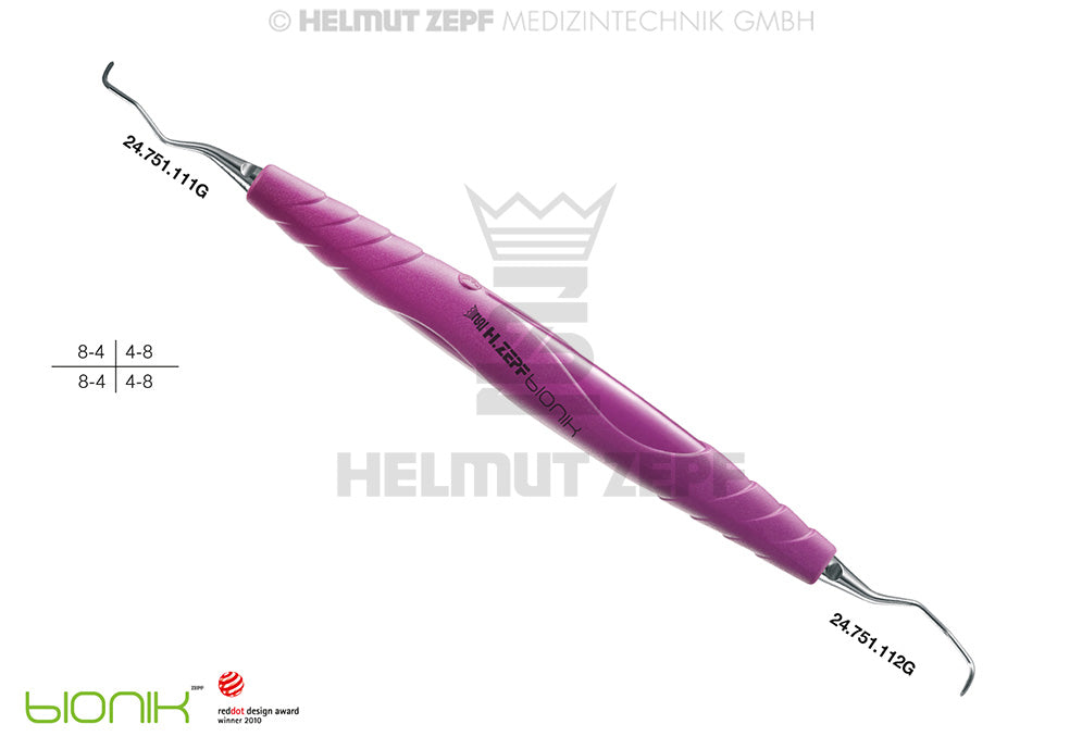 ZEPF-BIONIK, SPEZIAL KÜRETTE, GRACEY 11-12, SIGNALVIOLETT EINSÄTZE AUSWECHSELBAR