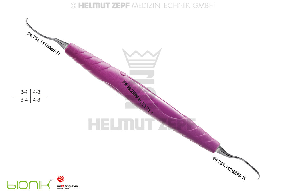 ZEPF-BIONIK, SPEZIAL KÜRETTE, GRACEY 11-12, M5 SIGNALVIOLETT EINSÄTZE AUSWECHSELBAR
