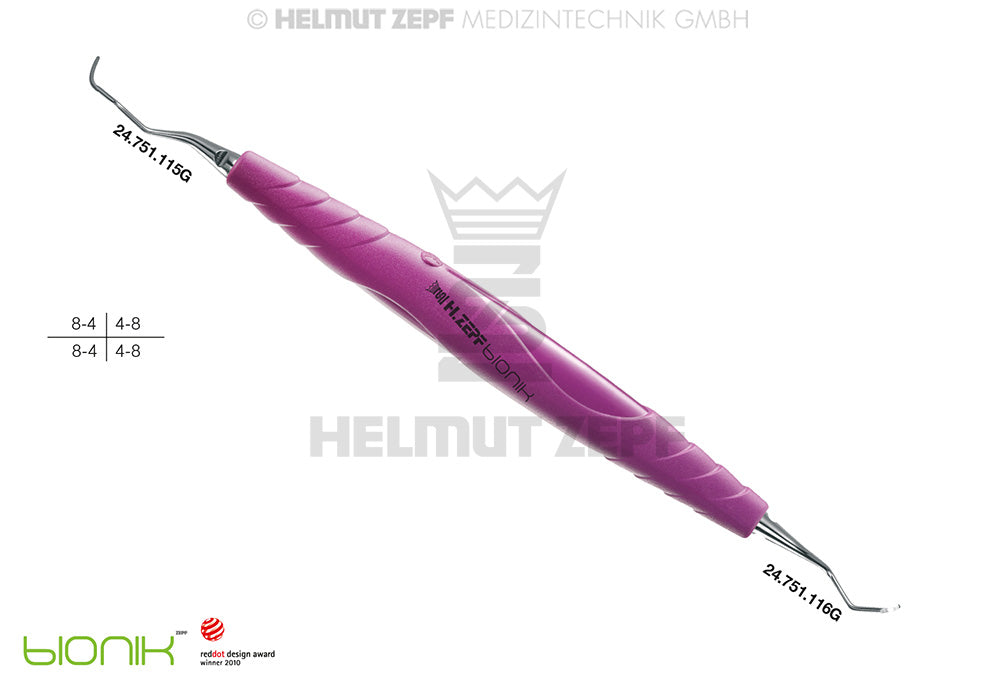 ZEPF-BIONIK, SPEZIAL KÜRETTE, GRACEY 15-16, VIOLETT EINSÄTZE AUSWECHSELBAR