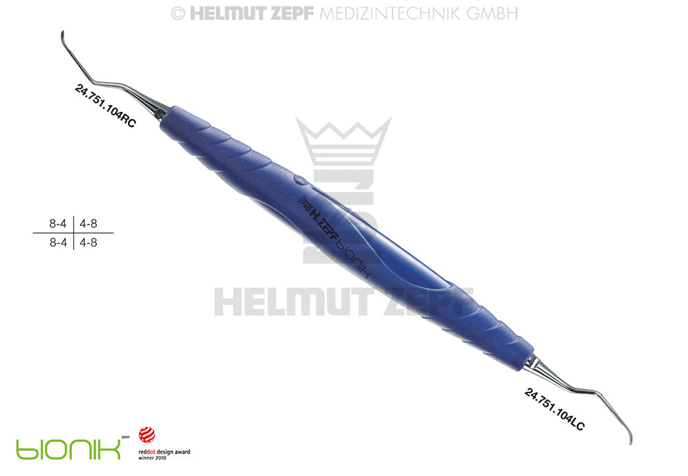 ZEPF-BIONIK, UNIVERSAL KÜRETTE, COLUMBIA UNIVERSITY FIG.4R/4L KOBALTBLAU EINSÄTZE AUSWECHSELBAR
