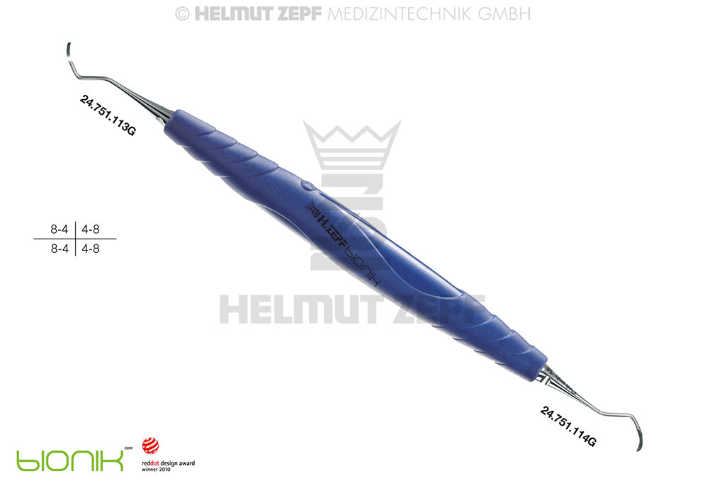 ZEPF-BIONIK, SPEZIAL KÜRETTE, GRACEY 13-14, KOBALTBLAU EINSÄTZE AUSWECHSELBAR