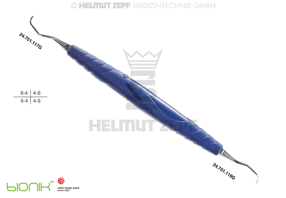 ZEPF-BIONIK, UNIVERSAL KÜRETTE KOBALTBLAU, FIG. M 23 , EINSÄTZE  AUSWECHSELBAR