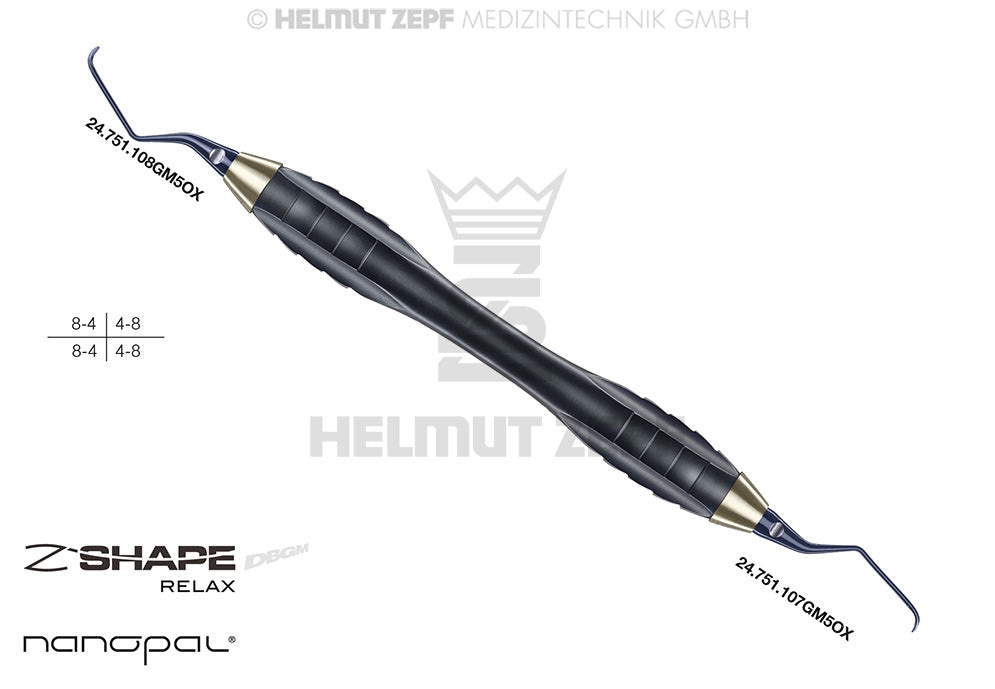 SPEZIAL KÜRETTE, GRACEY 7/8 M5 MIT CA 3MM LÄNGEREM 1ER SCHAFT IM Z-SHAPE RELAX GRIFF, HELLROT-MAGENTA,