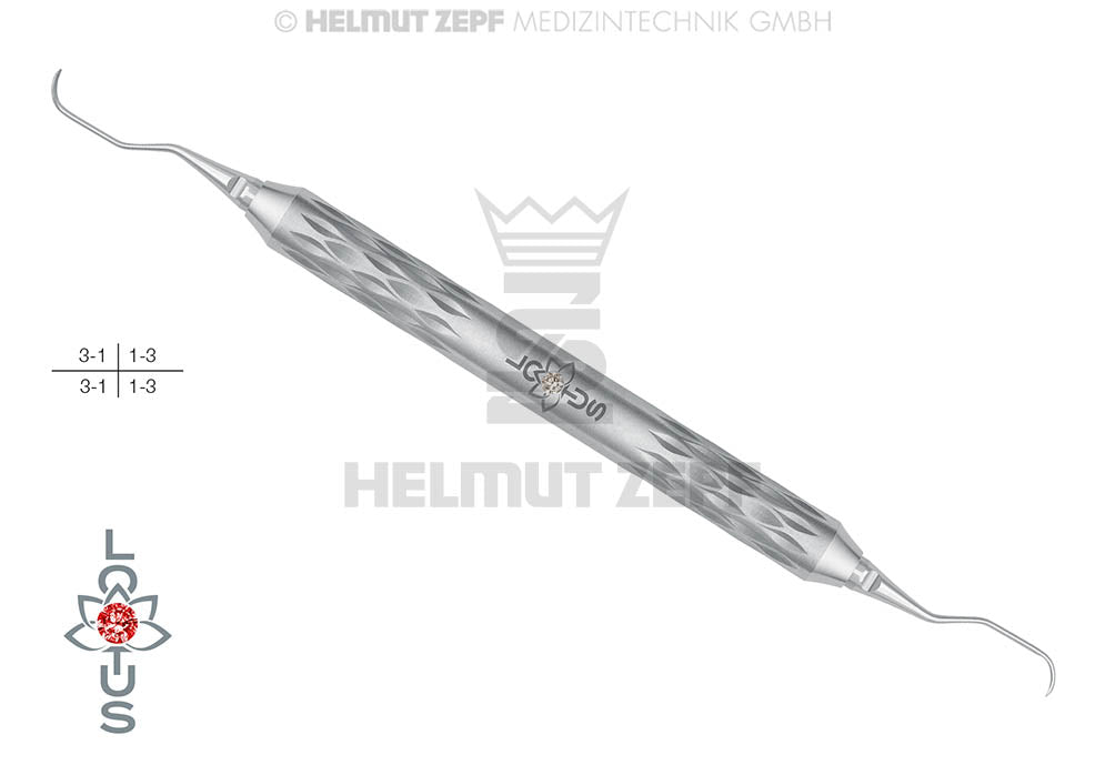 SPEZIAL KÜRETTE, GRACEY 1-2 IM ZEPF-LOTUS GRIFF, FARBMARKIERUNG NEUTRAL, EINSÄTZE AUSWECHSELBAR
