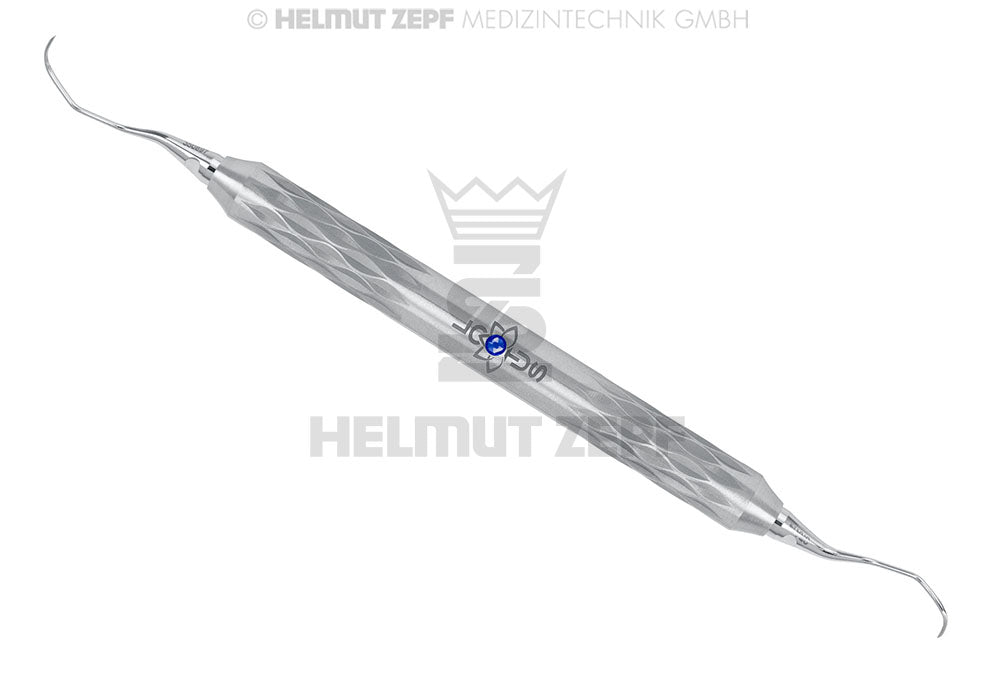 SPEZIAL KÜRETTE, GRACEY 13-14 IM ZEPF-LOTUS GRIFF, FARBMARKIERUNG BLAU, EINSÄTZE AUSWECHSELBAR