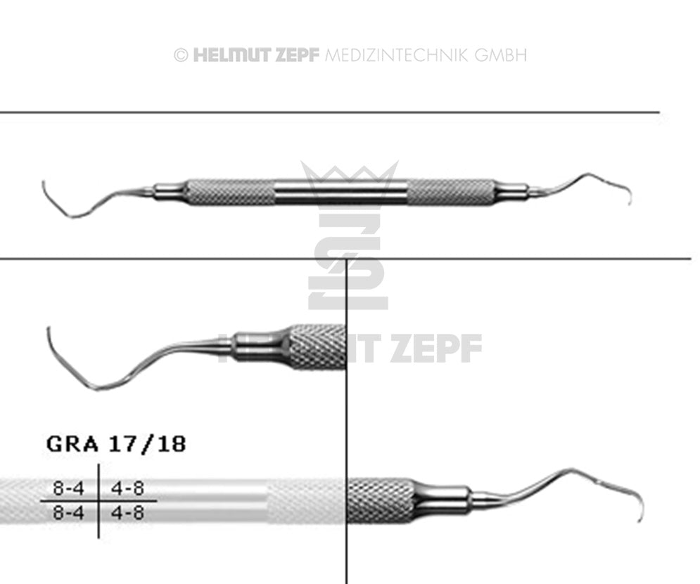 PERIODONTAL KÜRETTE N. GRACEY GRA 17/18 ROSTFREIER HOHLGRIFF
