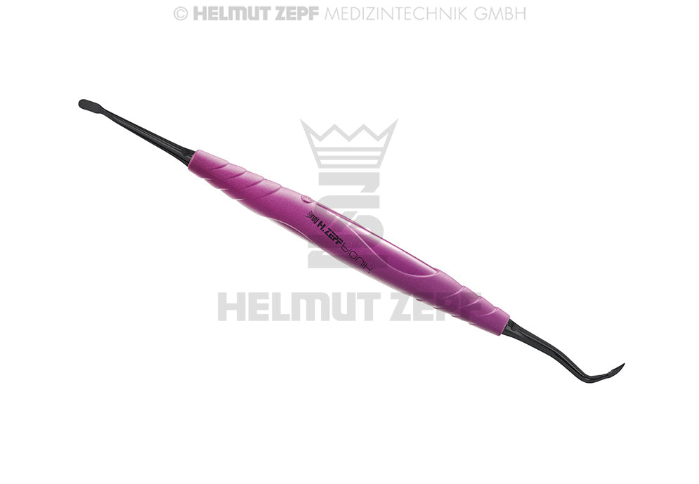 LINGUALRASPA KOMBI INSTRUMENT FLÄCHEN RASPA BACK ACTION, ONYX-COATING BIONIK GRIFF