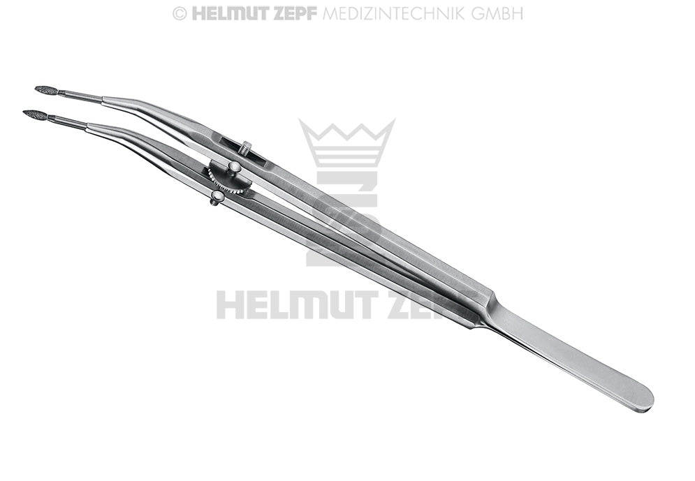 Teleskopkronen-pinzetten, 15 Cm, mit Diamantspitzen, Gebogen
