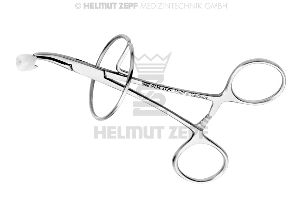 Halteklemme mit Ring, Gebogen, 12 Cm