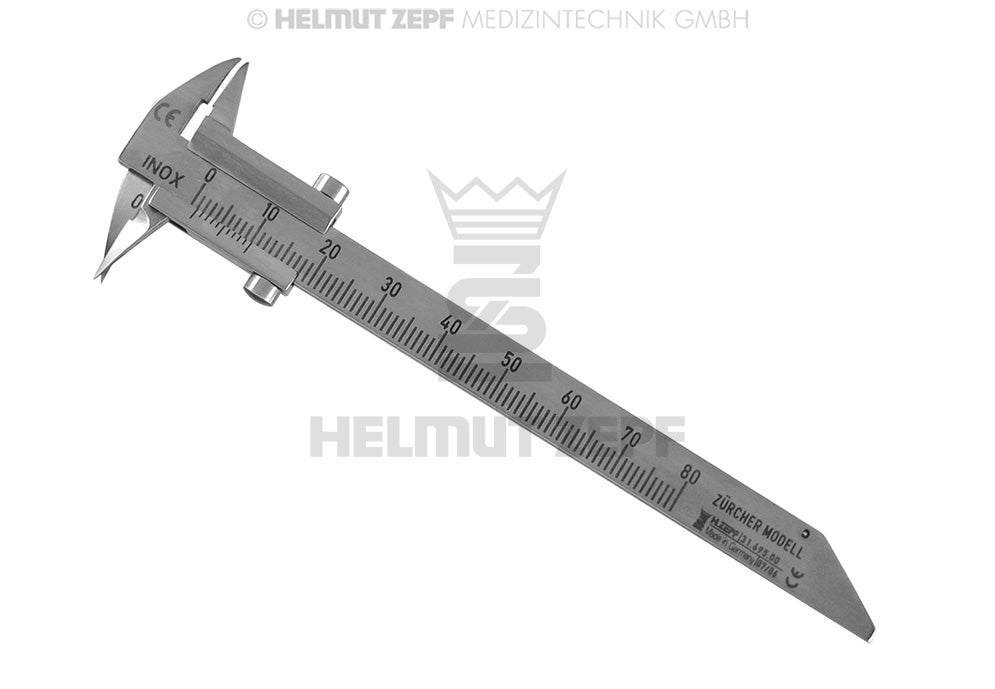 SCHIEBLEHRE, KFO - ZÜRCHER MODELL LÄNGE 128 MM NUR ZUR VERGLEICHSMESSUNG AM MODELL