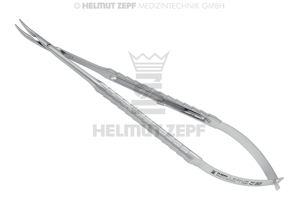 MIKRO-NADELHALTER, ZEPF-LINE WOLFRAM-CARBIT BESCHICHTET 18CM FEINES MAUL, GEBOGEN,MIT SPERRE