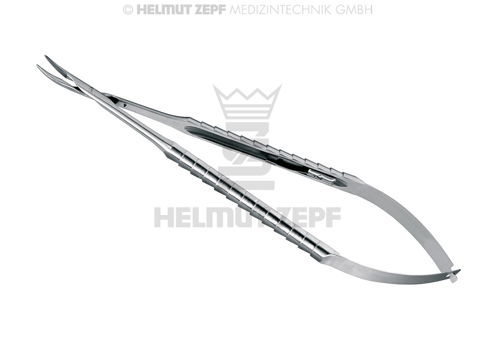 MIKRO-NADELHALTER, GEBOGEN GERIEFT, TC,18 CM, 8 MM ZEPF-LINIE, FEINES MAUL, MIT SPERRE