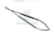 MIKRO-NADELHALTER, GEBOGEN GERIEFT, TC,18 CM, 8 MM ZEPF-LINIE, FEINES MAUL, MIT SPERRE