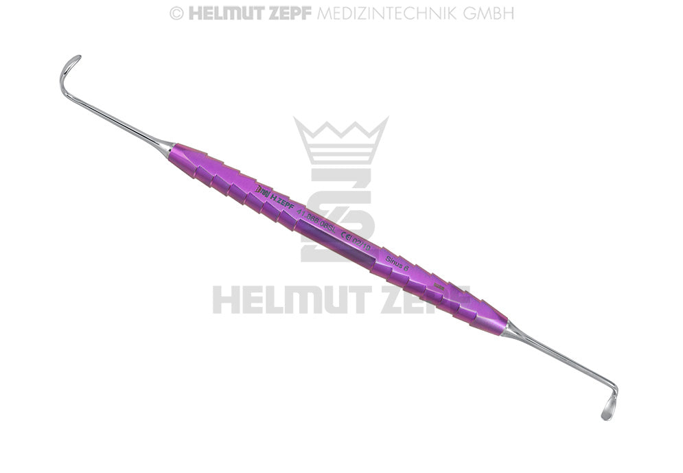 KIRSCH, SINUS 6 "SMALL" LANGER SCHAFT ELEVATOR  90°/90°, TITAN-ZEPF-LINE, LILA, DOPPELENDIG 17,5 CM