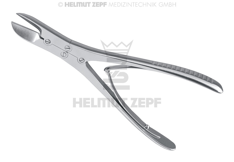 RUSKIN-LISTON,KNOCHENSPLITTERZANGE, GEBOGEN, ÜBERSETZT, 18,5 CM